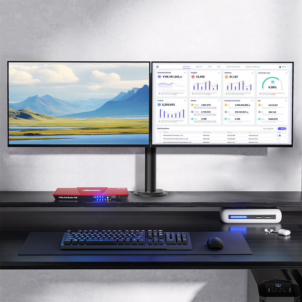 ACGAM MDS-1D Articulated Steel Dual-Monitor Mount with Flexible Angle and Installation