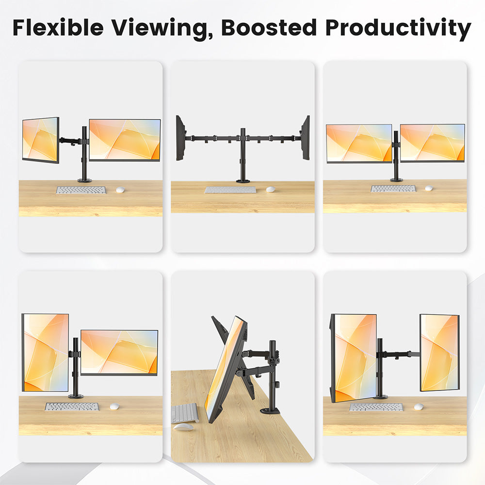 ACGAM MDS-1D Articulated Steel Dual-Monitor Mount with Flexible Angle and Installation