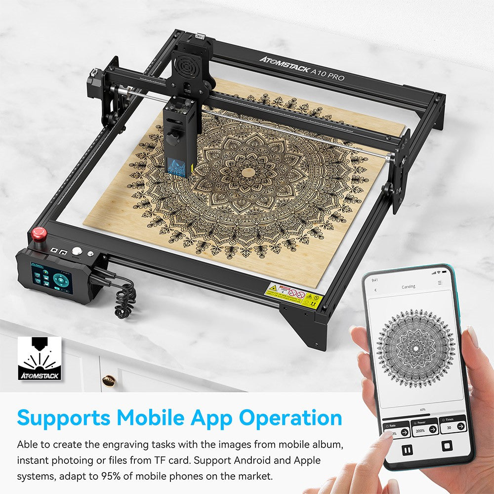 ATOMSTACK A10 Pro 10W Laser Engraver Cutter, 0.01mm High Accuracy, Fixed-Focus, Dual Compression Spot, 410*400mm