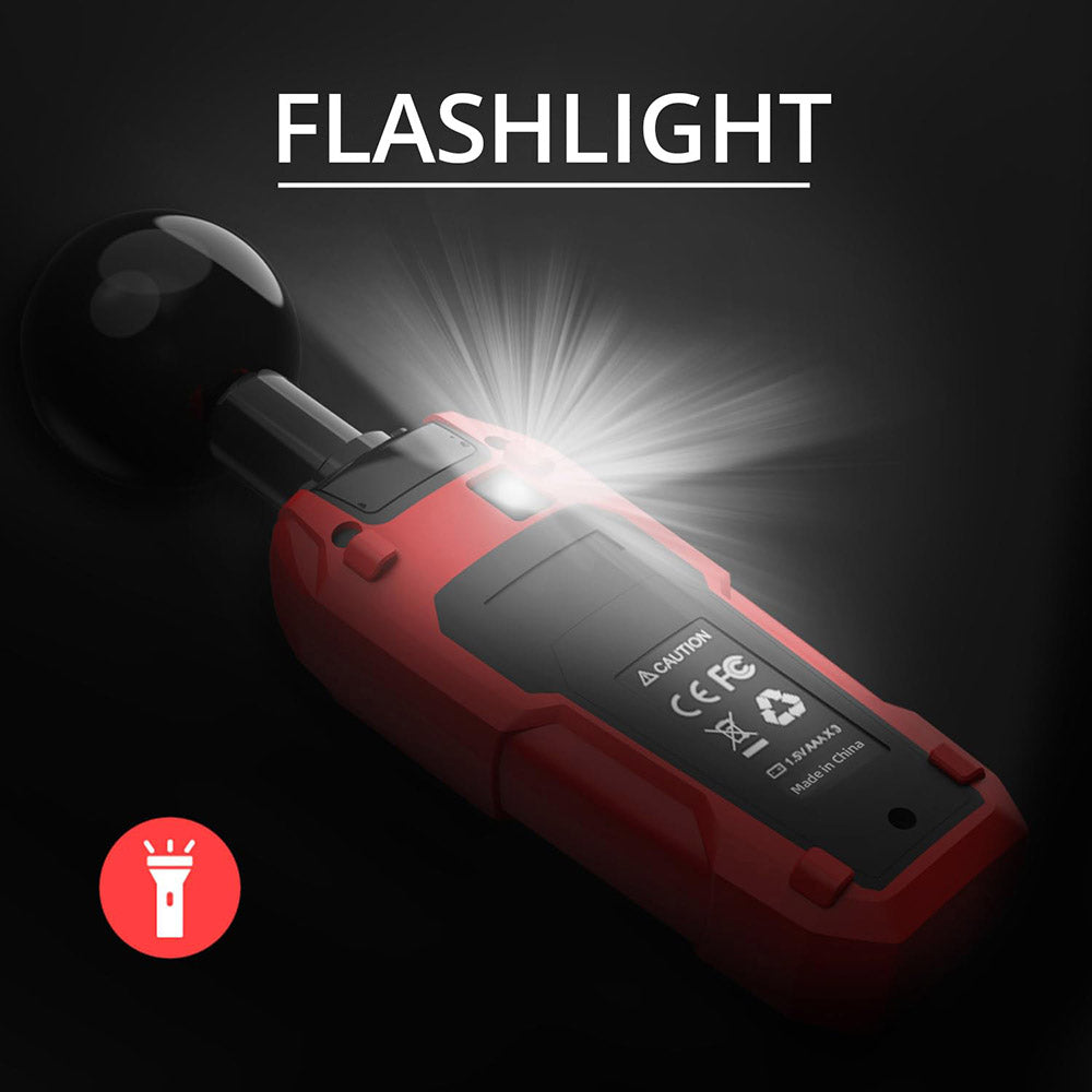 BSIDE K7 Electromagnetic Field Tester, EMF Meter, Radiation Signal Detector, 360° Auto Measurement, Sound & Light Alarm, with Overdose Flashlight, LCD Screen- Red, without Battery