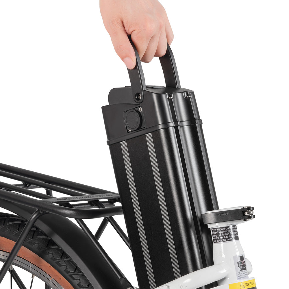 DYU C6 Pro Electric Bike, 250W Motor, 36V 15.6Ah Battery, 26*2.125-inch Tire, 25km/h Max Speed, 80km Range, Disc Brake, Front Fork Suspension, Shimano 7-speed, LED Display - White