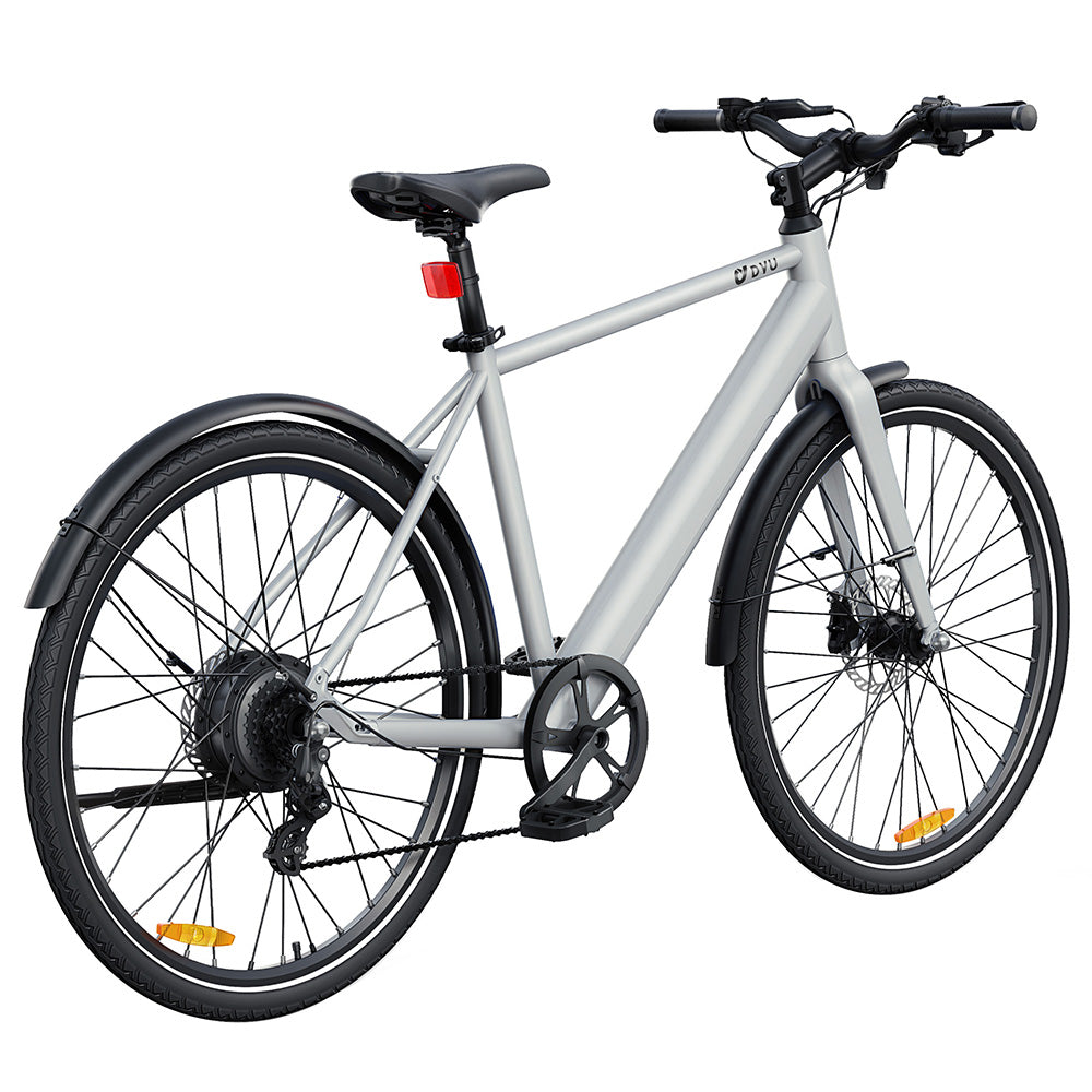 DYU Stroll 1 Electric Bike, 250W Motor, 36V 9Ah Battery, 700*38C CST Tire, 25km/h Max Speed, 100km Range, Dual Hydraulic Disc Brake, Shimano 7-speed, LED Display - Silver