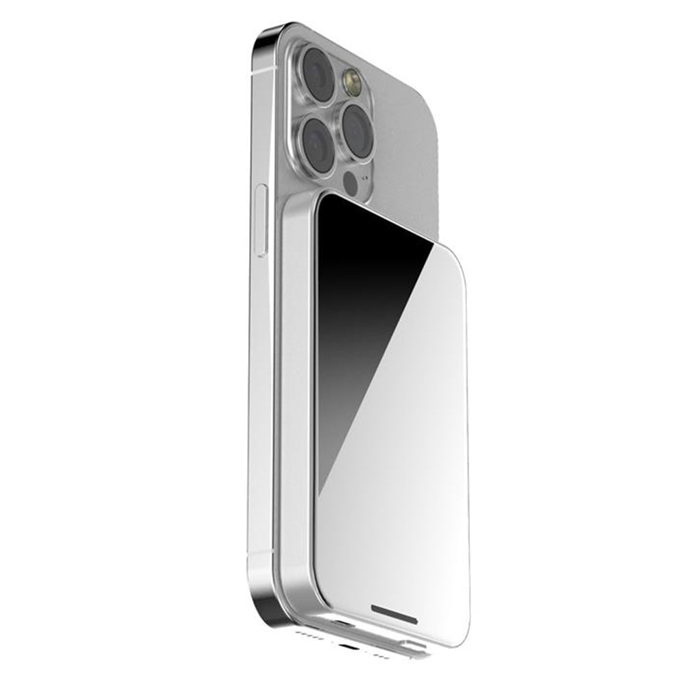 HINOVO MB1-5000xw Wireless Portable Charger, 5000mAh Magnetic Wireless Power Bank, PD 20W Fast Charging, Cyberpunk Style - Mirror White