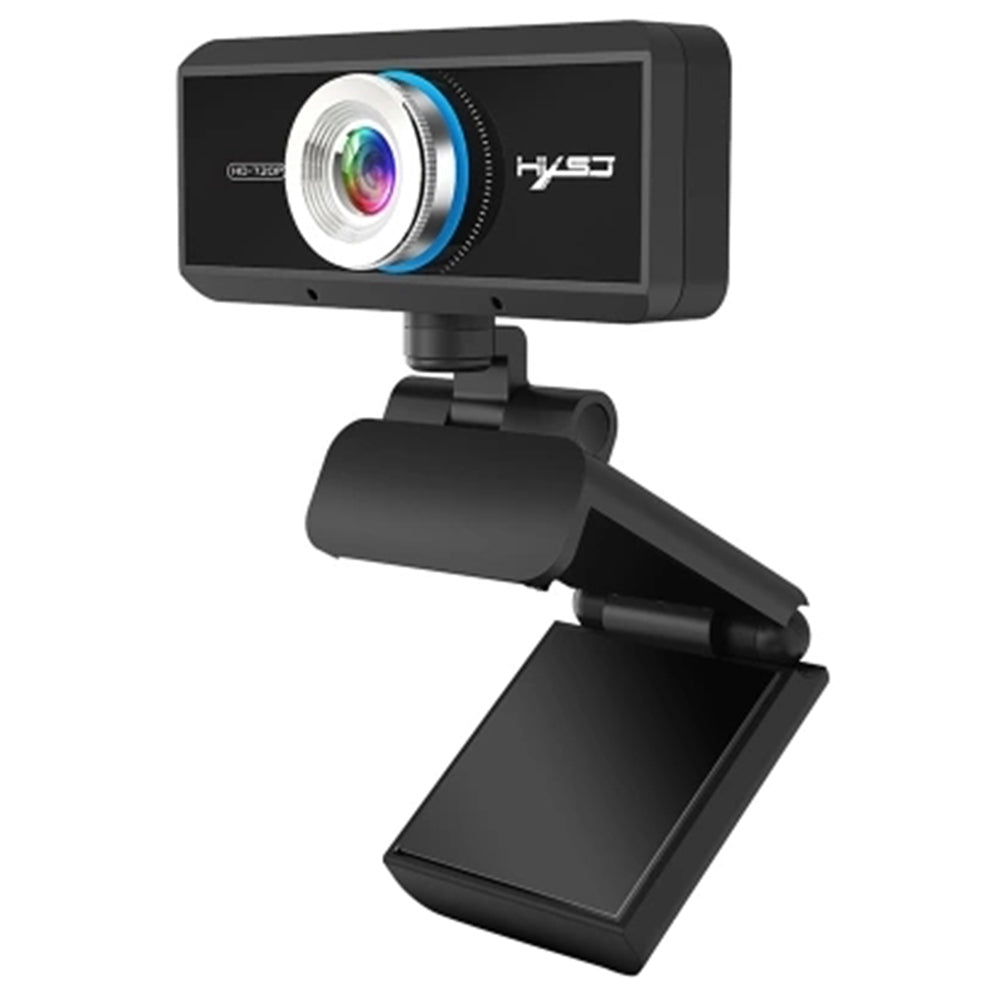 HXSJ S90 720P HD Webcam USB Compatible Adjustable Angle Automatic Color Correction Built-in Sound-absorbing Microphone For Laptop Desktop TV - Black