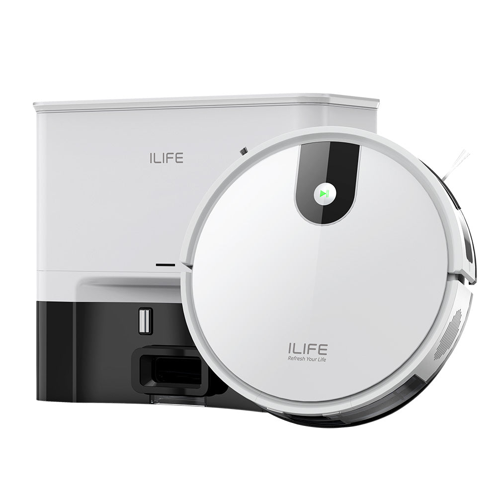 ILIFE G9 Pro Robot Vacuum Cleaner with Self-Emptying Station (Upgraded), 2-in-1 Vacuum and Mop, 3000Pa Suction, with Remote Control, Support Alexa/Google Home, Ideal for Pet Hair, Carpets and Hard Floors - White