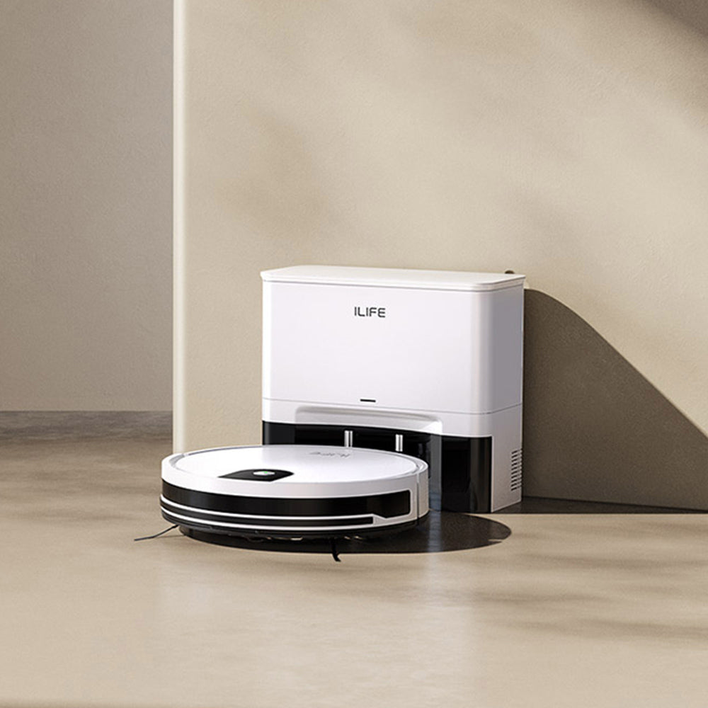 ILIFE G9 Pro Robot Vacuum Cleaner with Self-Emptying Station (Upgraded), 2-in-1 Vacuum and Mop, 3000Pa Suction, with Remote Control, Support Alexa/Google Home, Ideal for Pet Hair, Carpets and Hard Floors - White