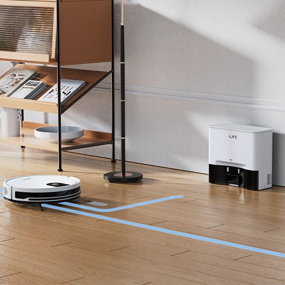 ILIFE G9 Pro Robot Vacuum Cleaner with Self-Emptying Station (Upgraded), 2-in-1 Vacuum and Mop, 3000Pa Suction, with Remote Control, Support Alexa/Google Home, Ideal for Pet Hair, Carpets and Hard Floors - White