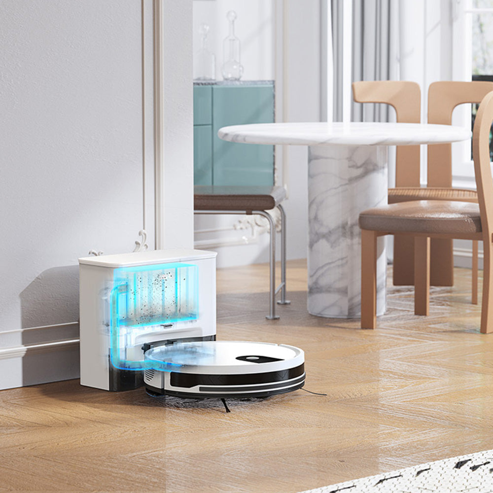 ILIFE G9 Pro Robot Vacuum Cleaner with Self-Emptying Station (Upgraded), 2-in-1 Vacuum and Mop, 3000Pa Suction, with Remote Control, Support Alexa/Google Home, Ideal for Pet Hair, Carpets and Hard Floors - White