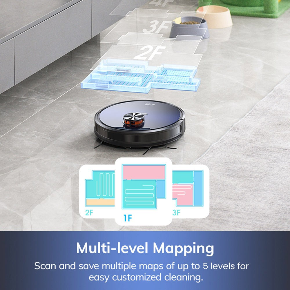 ILIFE T10s Robot Vacuum Cleaner, 2 in 1 Vacuum and Mop, Self-Emptying Station, 3000Pa Suction, 2.5L Dust Bag, LDS Navigation, 150 mins Runtime, Save up to 5 Maps, App & Voice Control - Gradient Blue