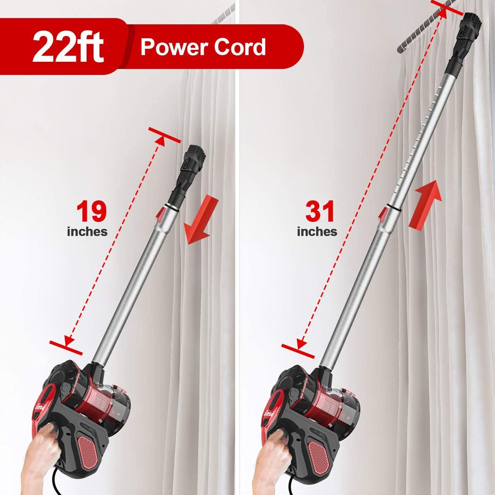 INSE I5 Corded Handheld Vacuum Cleaner 18Kpa Suction 600W Motor 1L Dust Cup for Wood Floor, Carpet, Stair, Curtain, Car, Furniture - Red