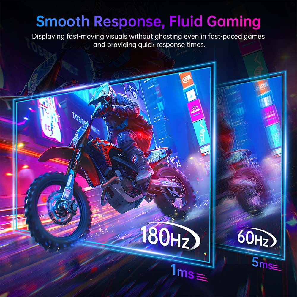 KTC H24F8 Gaming Monitor, 23.8'' 1920*1080 16:9 Fast IPS Screen, 180Hz Refresh Rate, 1ms Response Time, 1000:1 Contrast Ratio, HDR10, 135% sRGB, Adaptive-Sync, Dynamic Action Sync, Game Assist, Low Blue Light & Flicker-Free, VESA Mount
