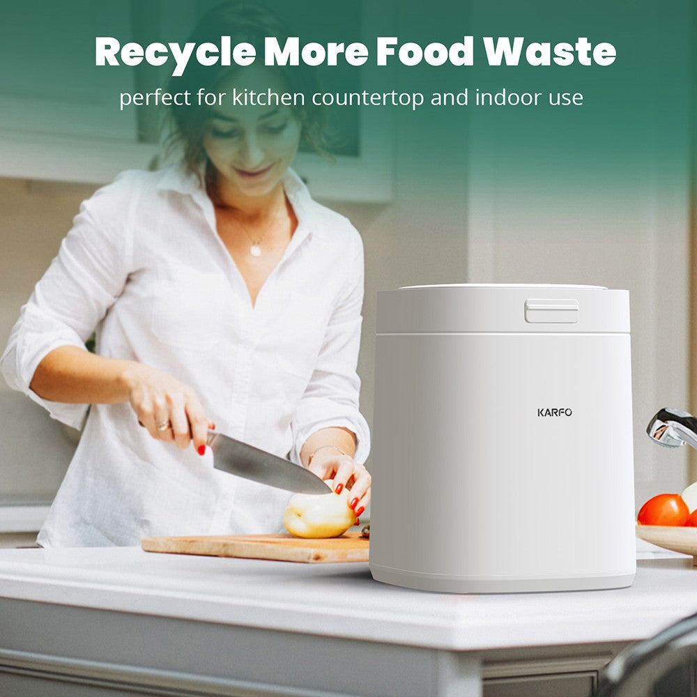 Karfo UF006-EC Electric Waste Kitchen Composter, 2.5L Capacity, Odorless/Auto-Cleaning/ 3 Modes/Low Noise, Turn Food Waste into Fertilizer for Indoor Plants, Outdoor Garden, White