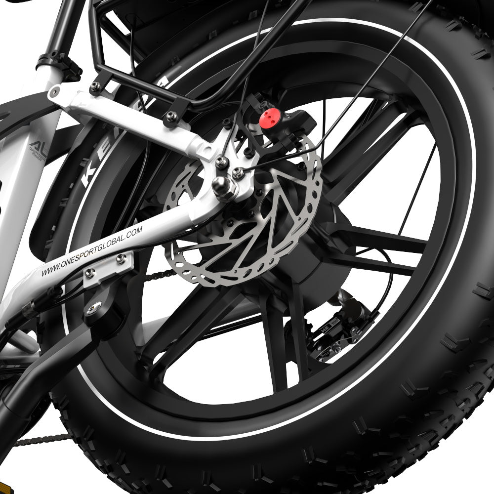 ONESPORT OT08 Pro Electric Bike, 500W Motor, 2*48V 18Ah Battery, 20*4.0 inch Tires, 25km/h Max Speed, 190km Max Range, Front & Rear Oil Disc Brakes, Suspension Fork, Shimano 7-speed - White