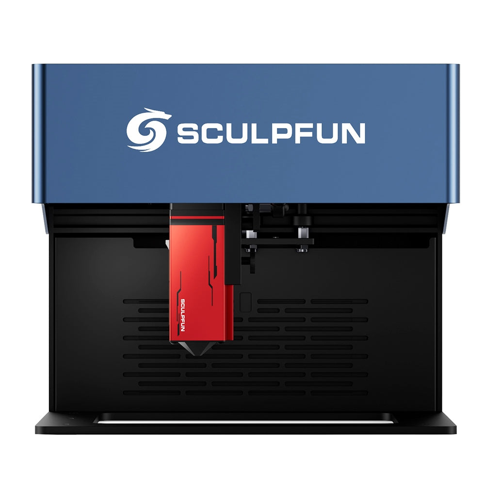 SCULPFUN iCube Pro 5W Laser Engraver, 0.06mm Laser Spot, 10000mm/min Engraving Speed, 32-bit Motherboard, Replaceable Lens, Smoke Filter, Temperature Alarm, App Connection, 130x130mm