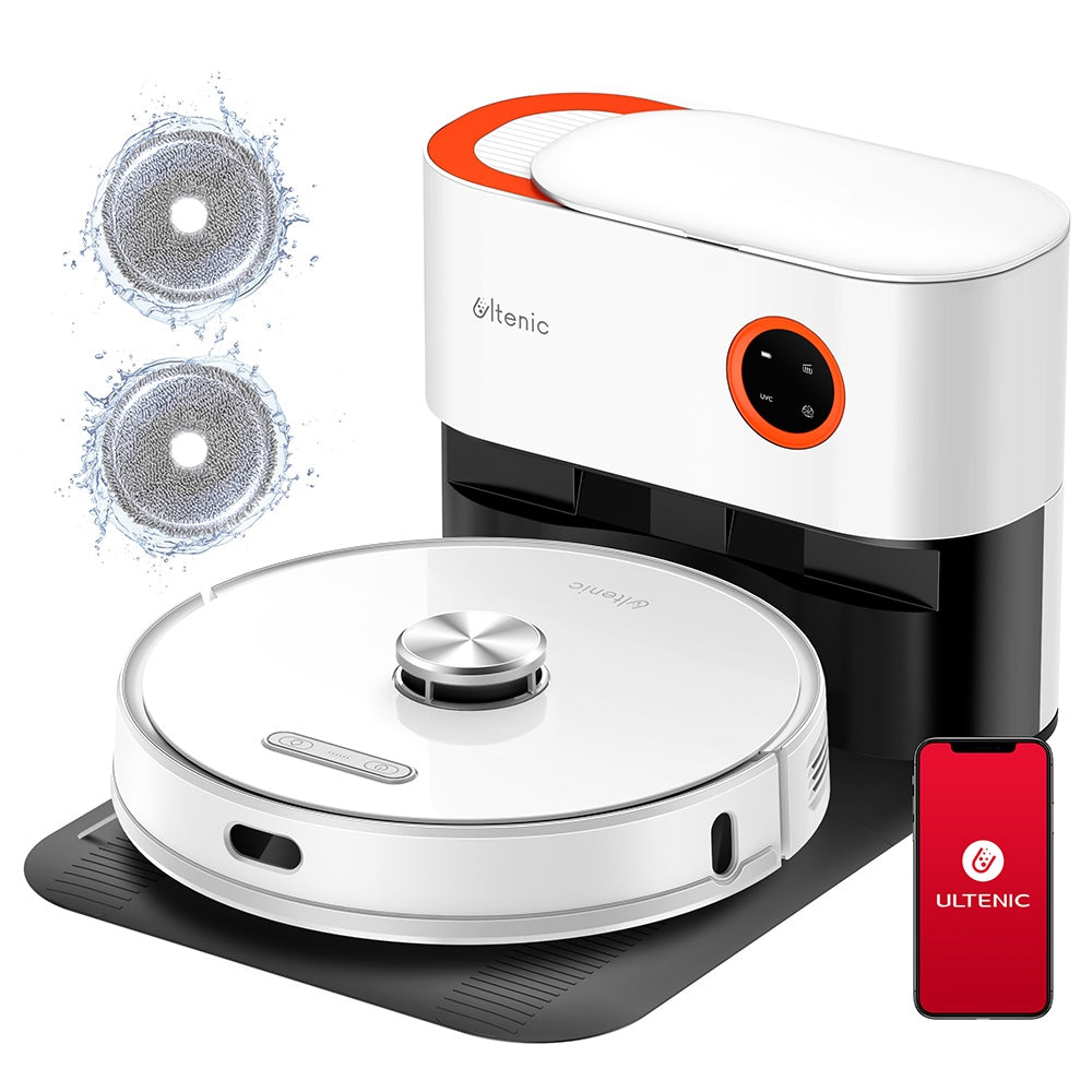Ultenic T10 Pro Robot Vacuum Cleaner with Self Emptying Station, 4000Pa Suction, Dual SpinPower Mopping, 3.3L Dustbag, Lidar Navigation, Carpet Boost, 5200mAh Battery, Max 200 Mins Runtime, APP/Voice Control