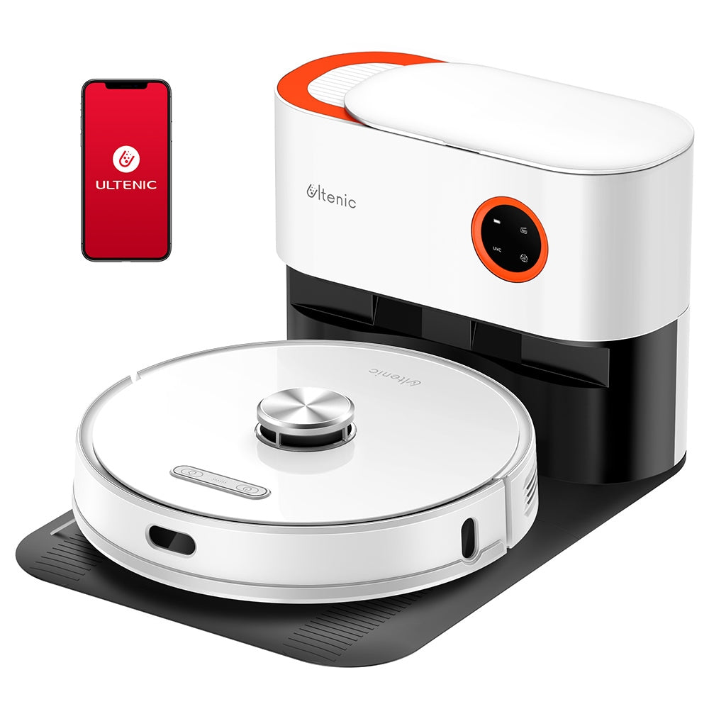 Ultenic T10 Pro Robot Vacuum Cleaner with Self Emptying Station, 4000Pa Suction, Dual SpinPower Mopping, 3.3L Dustbag, Lidar Navigation, Carpet Boost, 5200mAh Battery, Max 200 Mins Runtime, APP/Voice Control