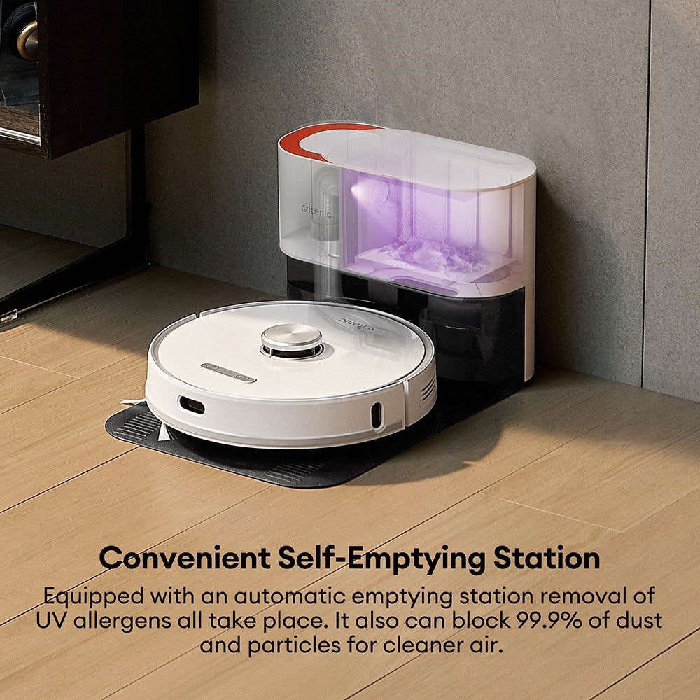 Ultenic T10 Pro Robot Vacuum Cleaner with Self Emptying Station, 4000Pa Suction, Dual SpinPower Mopping, 3.3L Dustbag, Lidar Navigation, Carpet Boost, 5200mAh Battery, Max 200 Mins Runtime, APP/Voice Control