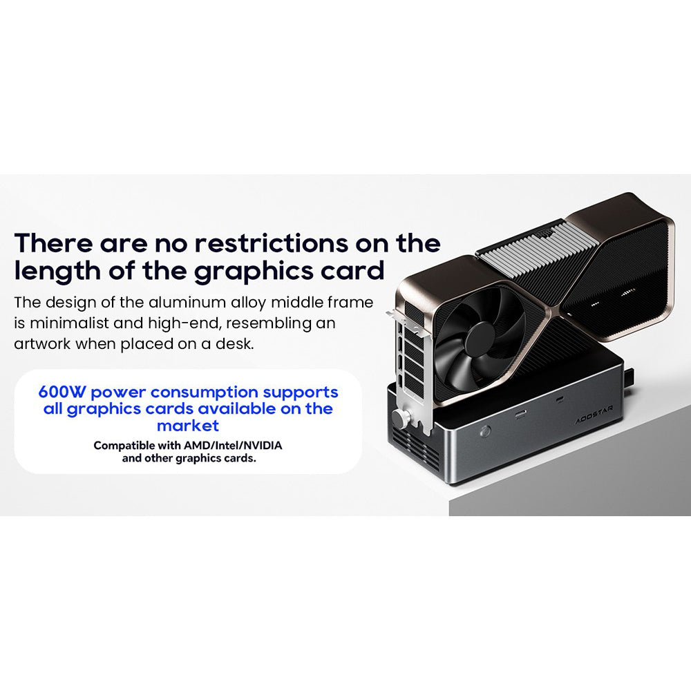 AOOSTAR AG02 eGPU Dock with Oculink & USB4 Port, 100W Reverse Charging, Built-in 800W Power Supply, Supports TGX Interface Hot-swap