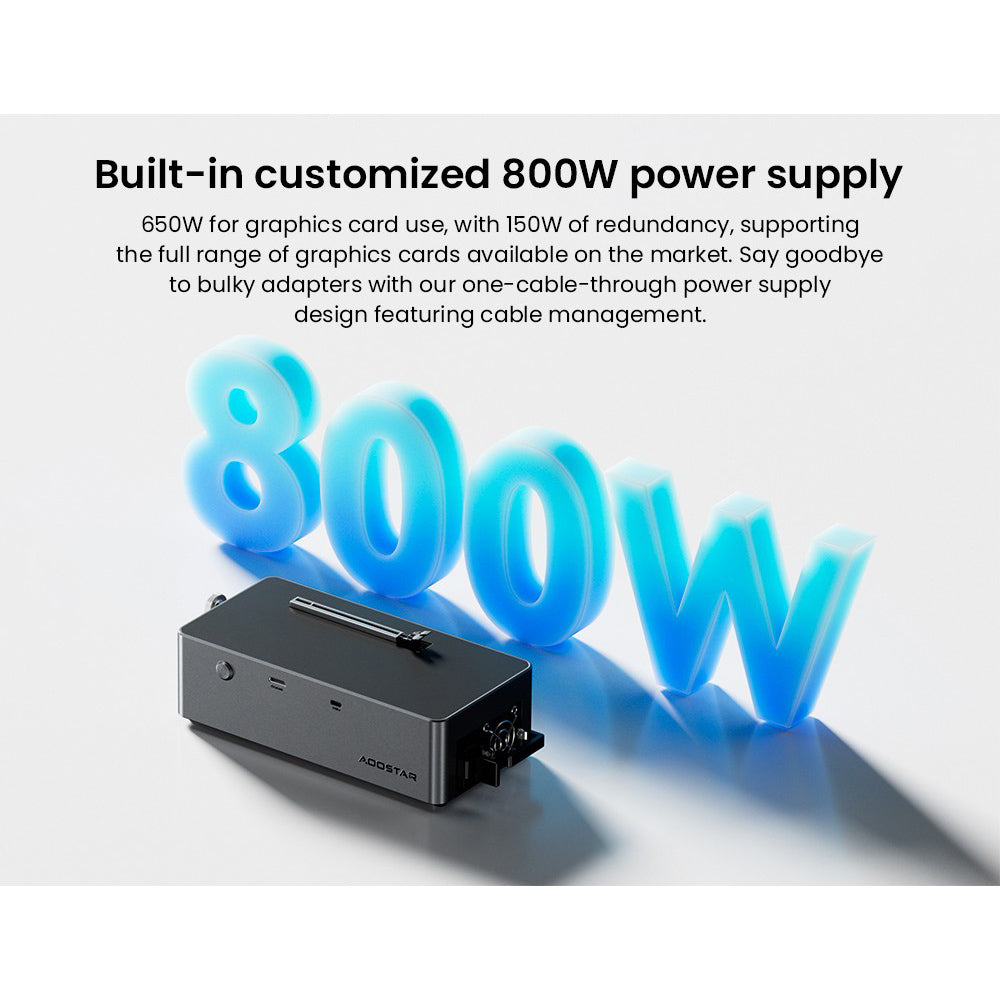 AOOSTAR AG02 eGPU Dock with Oculink & USB4 Port, 100W Reverse Charging, Built-in 800W Power Supply, Supports TGX Interface Hot-swap