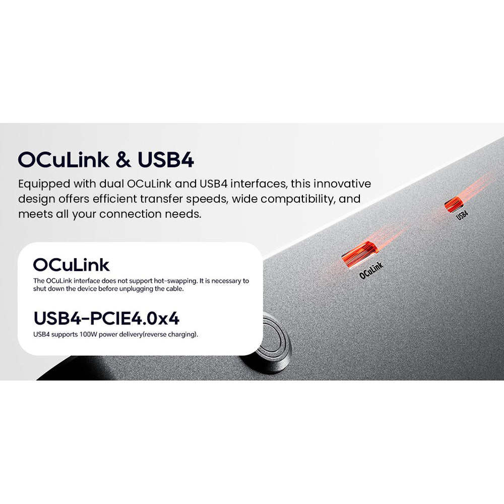 AOOSTAR AG02 eGPU Dock with Oculink & USB4 Port, 100W Reverse Charging, Built-in 800W Power Supply, Supports TGX Interface Hot-swap