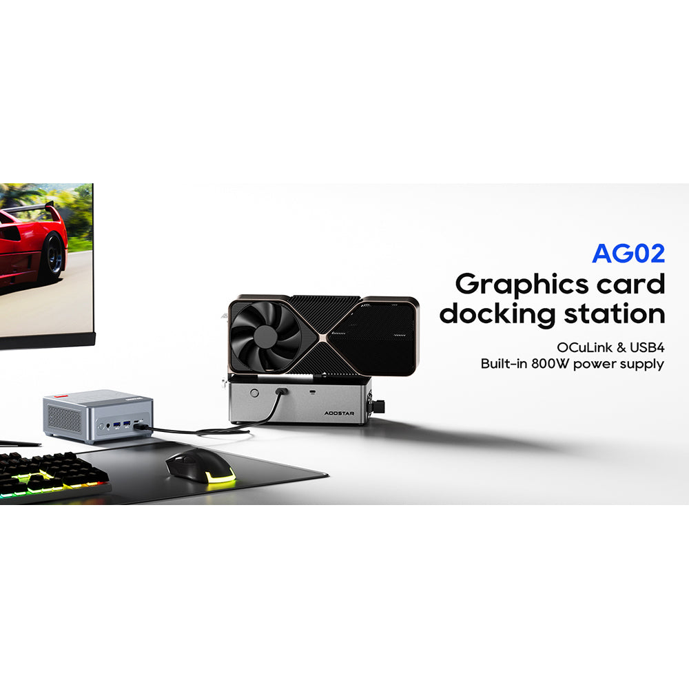 AOOSTAR AG02 eGPU Dock with Oculink & USB4 Port, 100W Reverse Charging, Built-in 800W Power Supply, Supports TGX Interface Hot-swap