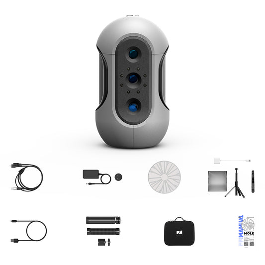 3DMakerpro Mole Luxury 3D Scanner, NIR Light Source, 0.05mm Accuracy, 0.1mm Resolution, 150-400mm Work Distance, with Multi-Spectral Technology, Support Facial Scanning
