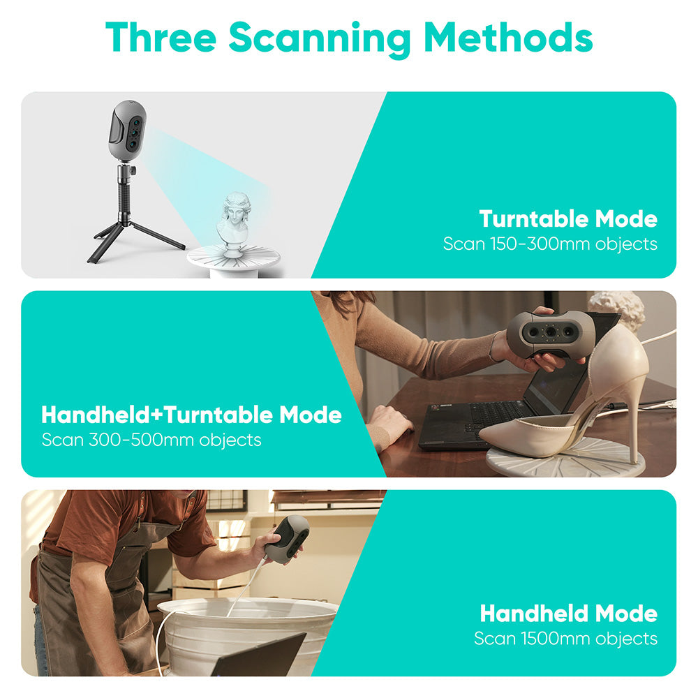 3DMakerpro Mole Standard 3D Scanner, NIR Light Source, 0.05mm Accuracy, 0.1mm Resolution, 150-400mm Work Distance, with Multi-Spectral Technology, Support Facial Scanning