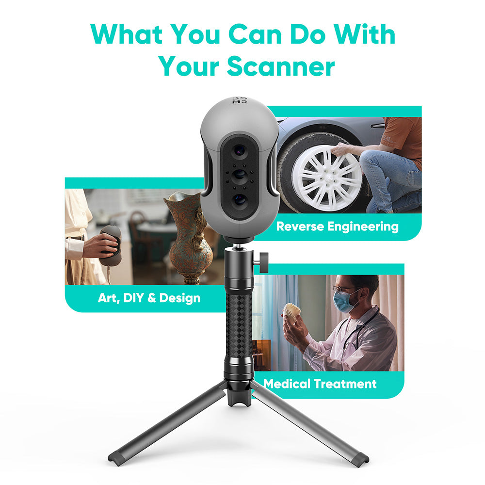 3DMakerpro Mole Standard 3D Scanner, NIR Light Source, 0.05mm Accuracy, 0.1mm Resolution, 150-400mm Work Distance, with Multi-Spectral Technology, Support Facial Scanning