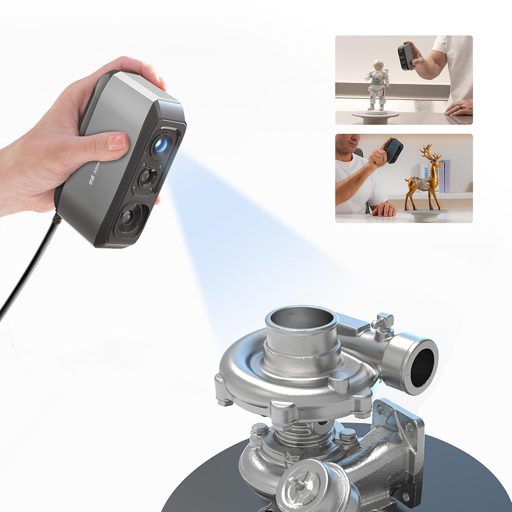 3DMakerpro Moose 3D Scanner, Al Visual Tracking, 0.03mm Accuracy, 0.07mm Resolution, Blue LED Light Source, 24-bit Color Camera, 10fps Frame Rate, Anti-Shake Lenses, Compatible with Windows/MacOS - Premium Version