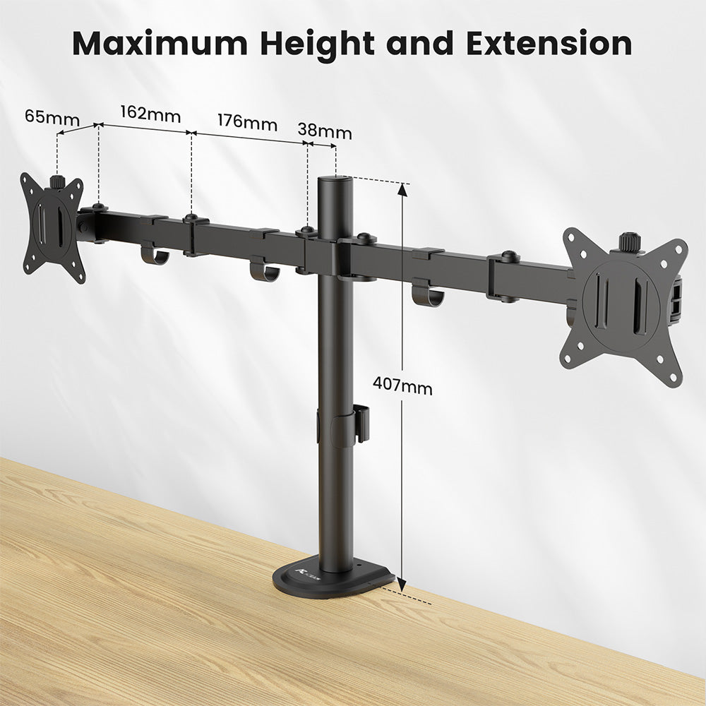 ACGAM MDS-1D Articulated Steel Dual-Monitor Mount with Flexible Angle and Installation