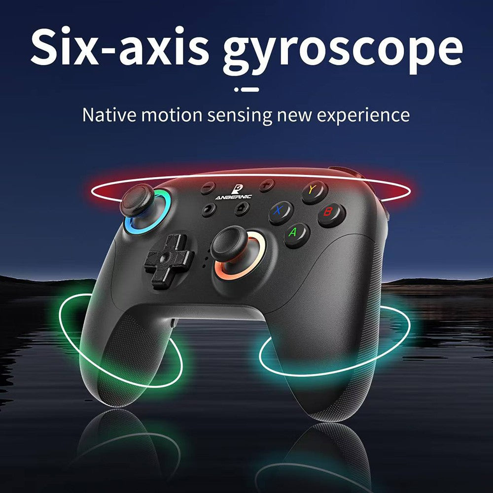 ANBERNIC RG P01 Game Controller, Hall Effect Triggers &amp; Joystick, Six-axis Gyroscope, Bluetooth/2.4G Wireless/ Wired Connection, 9 Hours Autonomy, Compatible with PC, Switch, Android, iOS, Steam - Black