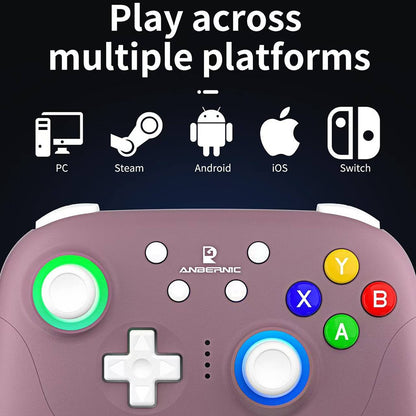 ANBERNIC RG P01 Game Controller, Hall Effect Triggers &amp; Joystick, Six-axis Gyroscope, Bluetooth/2.4G Wireless/ Wired Connection, 9 Hours Autonomy, Compatible with PC, Switch, Android, iOS, Steam - Black
