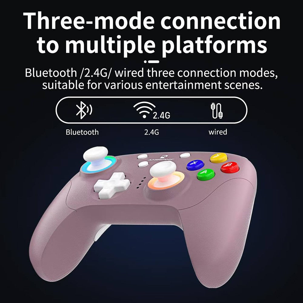 ANBERNIC RG P01 Game Controller, Hall Effect Triggers &amp; Joystick, Six-axis Gyroscope, Bluetooth/2.4G Wireless/ Wired Connection, 9 Hours Autonomy, Compatible with PC, Switch, Android, iOS, Steam - Black