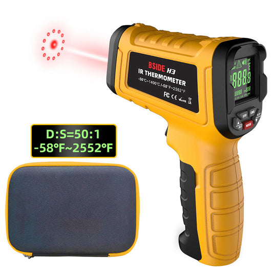 BSIDE H3 Infrared Thermometer Gun, -58℉—2552℉ Non-contact Handheld Digital Laser Industrial Temperature Measuring Tester, Yellow, No Battery
