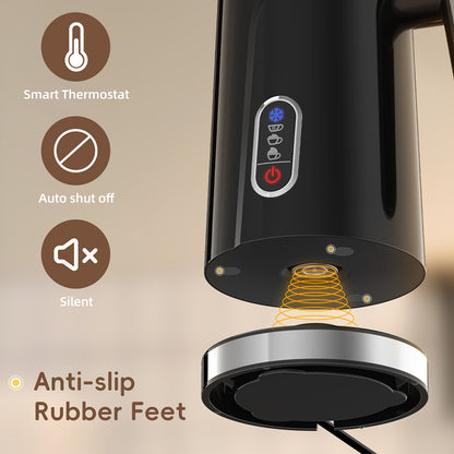 BioloMix BMF101 4 in 1 Electric Milk Frother and Warmer, Automatic Hot and Cold,  for Latte, Foam Maker, Hot Chocolates, Cappuccino - Black