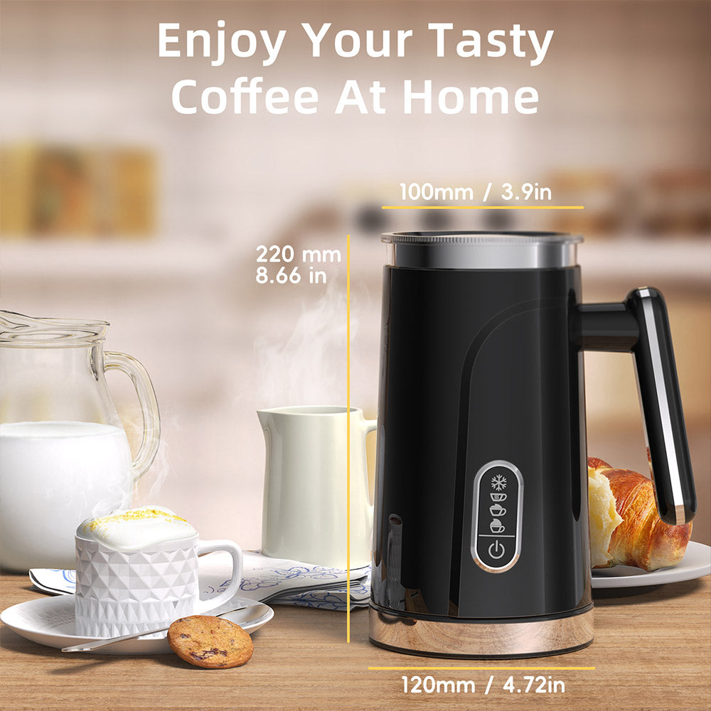 BioloMix BMF101 4 in 1 Electric Milk Frother and Warmer, Automatic Hot and Cold,  for Latte, Foam Maker, Hot Chocolates, Cappuccino - Black