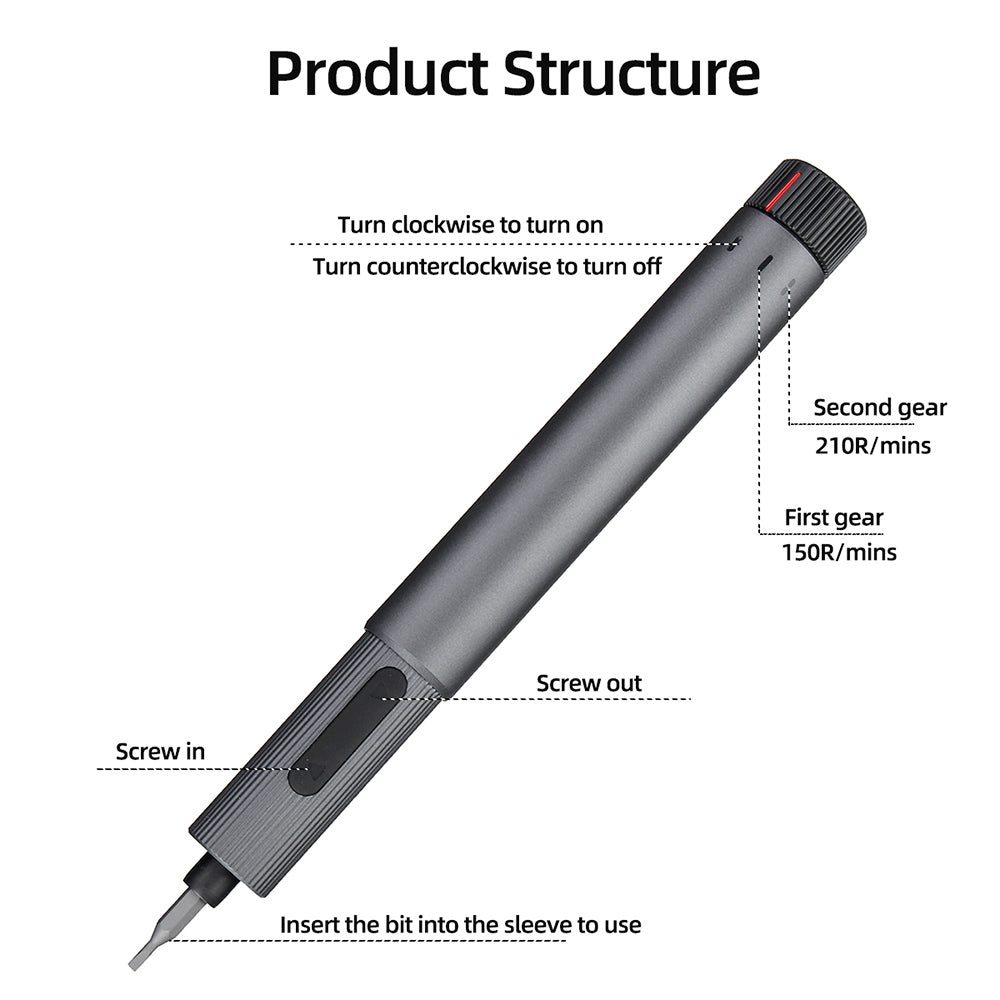 DUKA E2 Electric Screwdriver Set, with 210RPM Dual-Speed Adjustment, 25 Screwdriver Heads, Quick Charging, Repair Tools