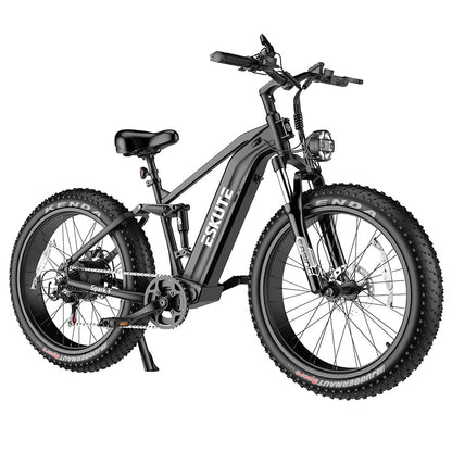 ESKUTE ES-26-RWXD Electric Bike, 750W Motor, 48V 20Ah Battery, 26 x 4.8&quot; Tires, 45km/h Max Speed, 110km Range, Full Suspension, SHIMANO 7 Speed, Hydraulic Disc Brakes - Black
