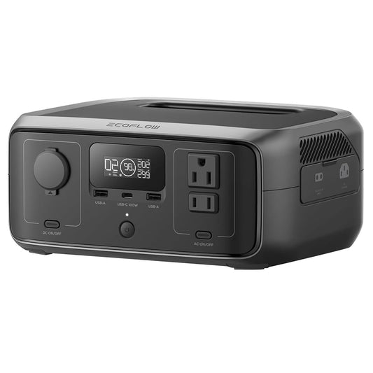 EcoFlow RIVER 3 Portable Power Station, 245Wh LiFePO4 Battery, 300W Up to 600W AC Output, 6 Outlets, &lt;20ms UPS &amp; &lt;30dB, IP54 Waterproof, 1h Fast Charging Solar Generator, for Outdoor/Camping/Home Use