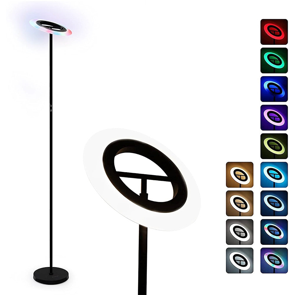 FIMEI MF18809 RGB LED Floor Lamp, 18 RGB Modes, 4 Color Temperatures, Remote Control, for Living Room, Bedroom, Office - Black