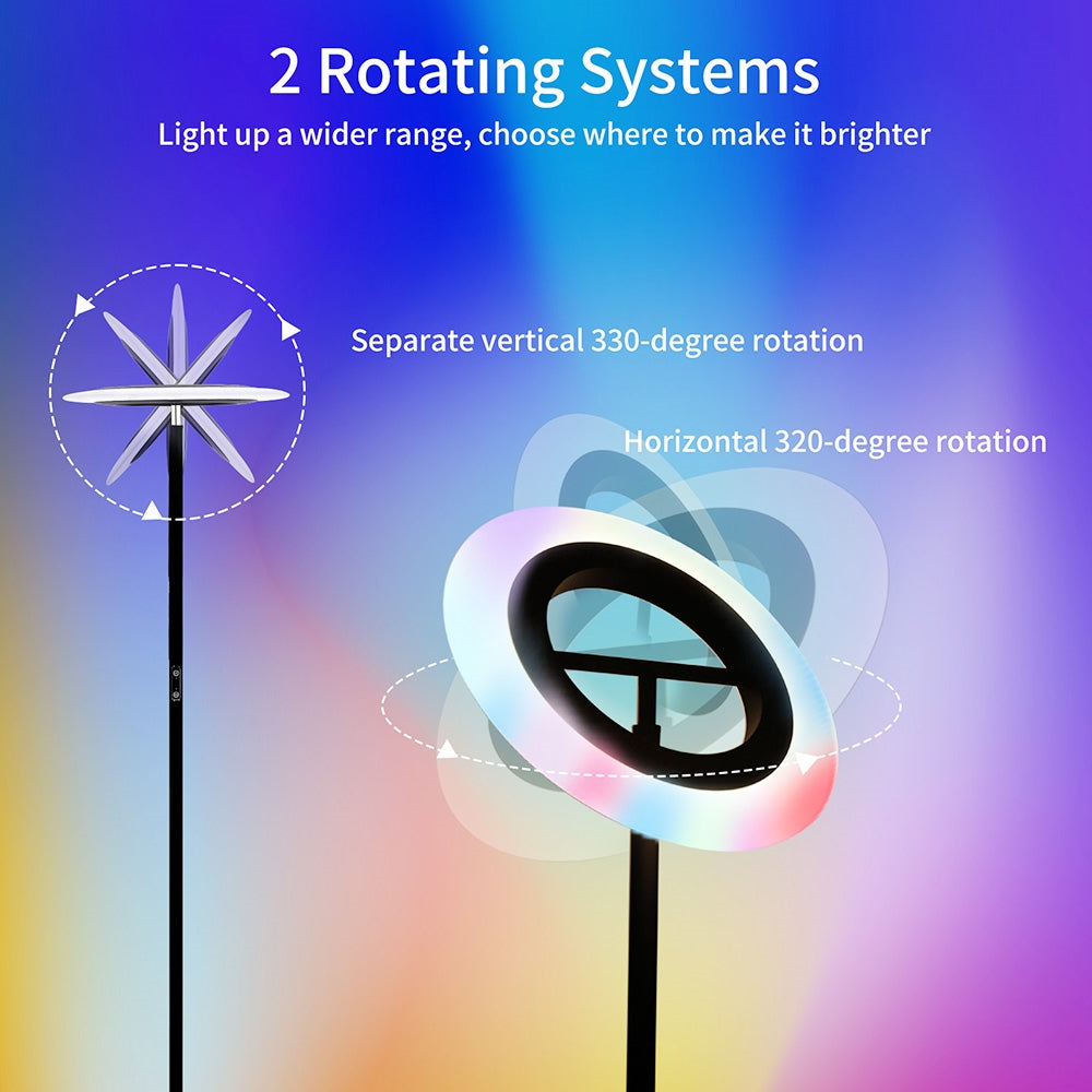 FIMEI MF18809 RGB LED Floor Lamp, 18 RGB Modes, 4 Color Temperatures, Remote Control, for Living Room, Bedroom, Office - Black