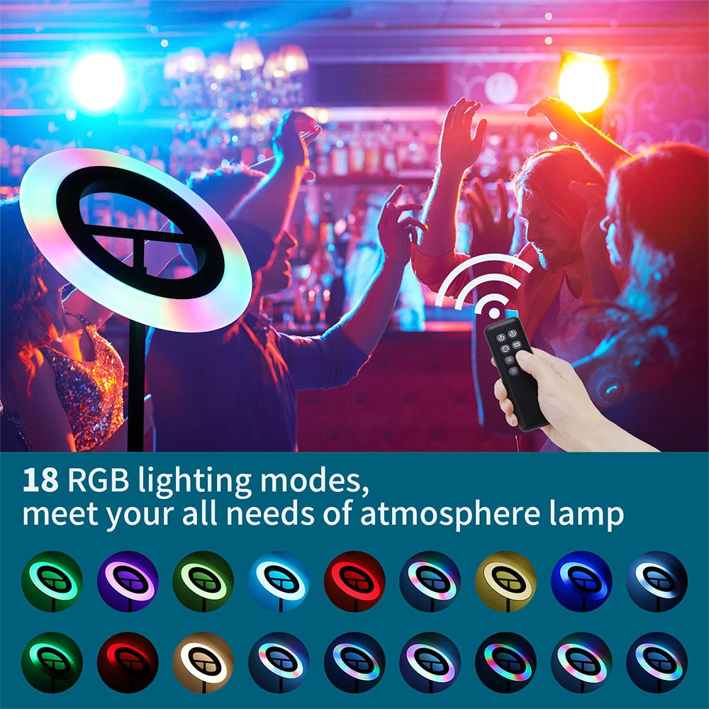 FIMEI MF18809 RGB LED Floor Lamp, 18 RGB Modes, 4 Color Temperatures, Remote Control, for Living Room, Bedroom, Office - Black