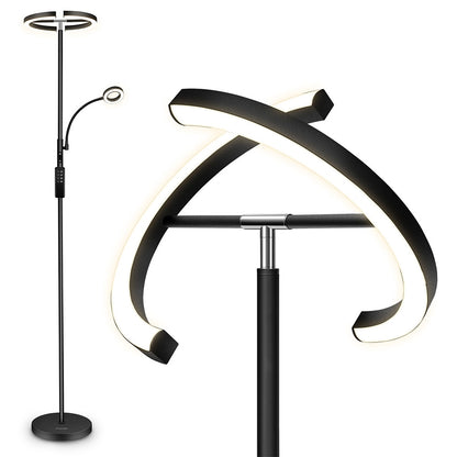 FIMEI MF18813 Floor Lamp with Reading Light, Eye Protection, 4 Color Temperatures, Infinite Dimmable, Touch Control &amp; Remote Control, for Living Room, Office, Bedroom - Black