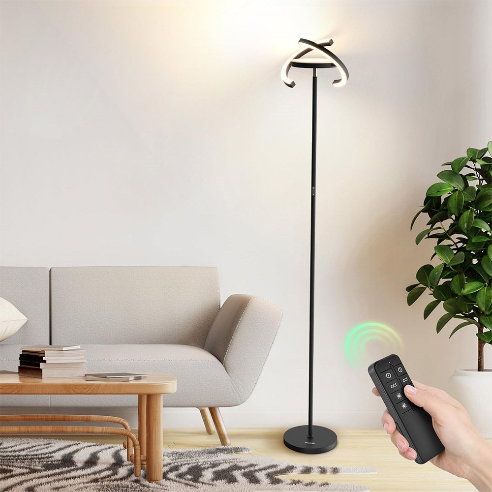 FIMEI PY-F1205 LED Floor Lamp, Central Upward Light, 3000K-6000K Color Temperature, Stepless Dimming, Remote Control/Touch Control, for Living Room - Black