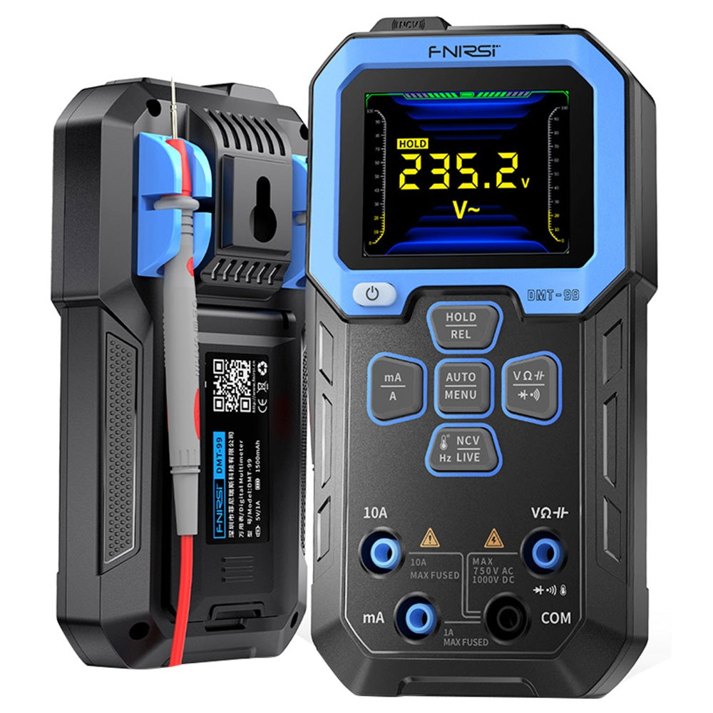 FNIRSI DMT-99 Handheld Digital Multimeter, 10000 Counts, 1000V 10A True RMS, Auto Range, AC DC Voltage Tester, NCV Measures, 1500mAh Rechargeable Battery