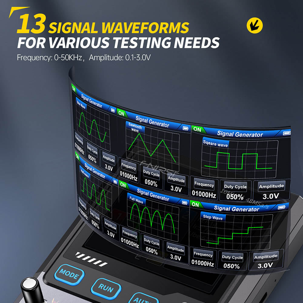 FNIRSI DSO-TC4 Digital Oscilloscope, 10MHz Bandwidth, 48MSa/s Sampling, Signal Generator, Transistor Tester, 2.8&quot; TFT Screen, 1500mAh Battery