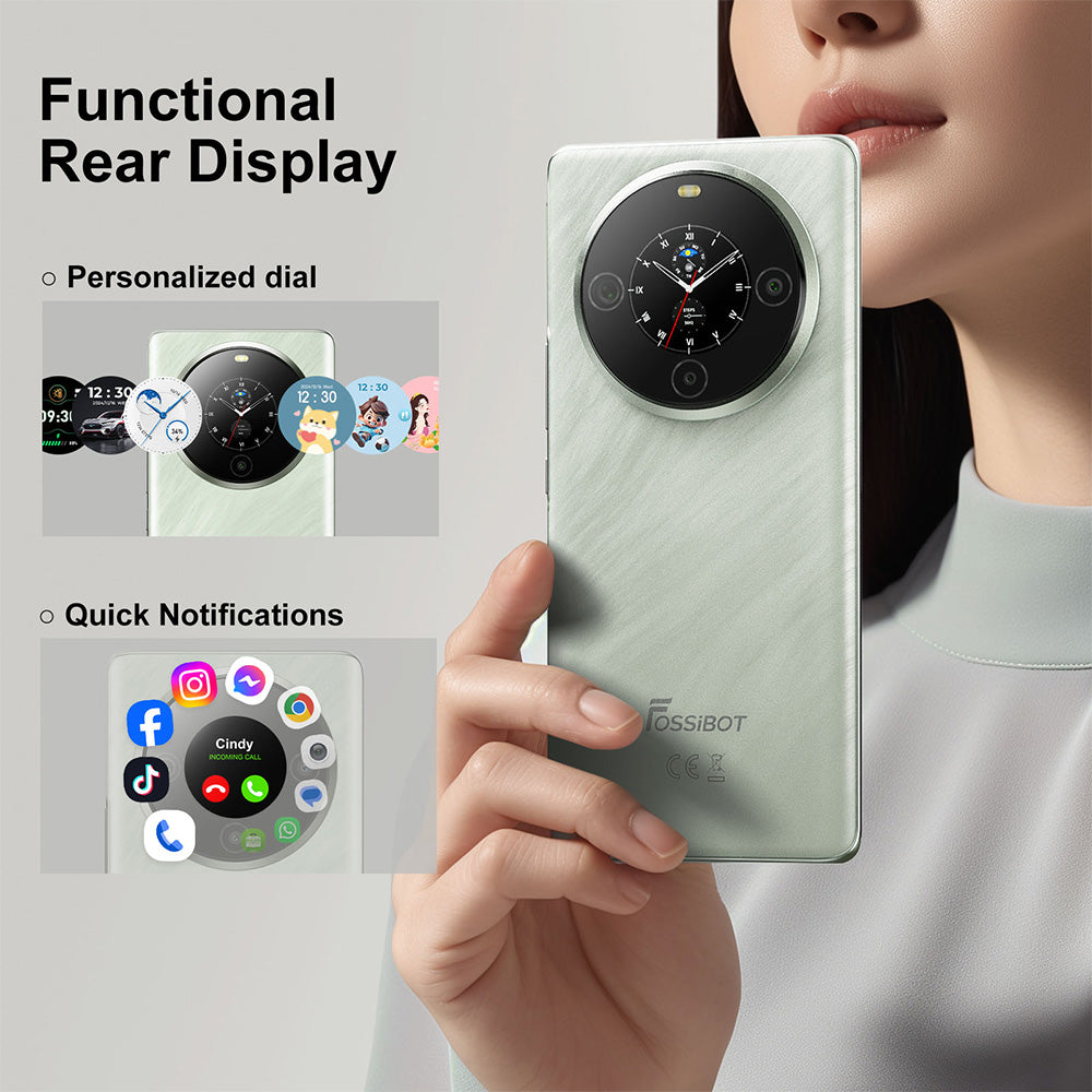 FOSSiBOT S3 Pro 4G Smartphone, 6.67&quot; AMOLED Curved Display, 1.09&quot; Rear Screen, 6GB RAM 128GB ROM, 64MP AI Camera, 5000mAh Battery, Helio G85, NFC, Dual SIM, Android 14, Face Unlock, Black