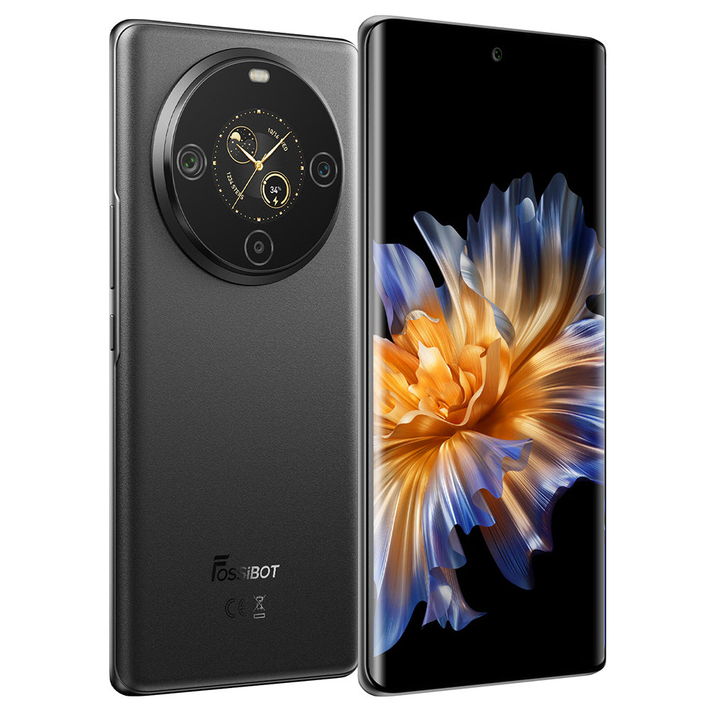 FOSSiBOT S3 Pro 4G Smartphone, 6.67&quot; AMOLED Curved Display, 1.09&quot; Rear Screen, 6GB RAM 128GB ROM, 64MP AI Camera, 5000mAh Battery, Helio G85, NFC, Dual SIM, Android 14, Face Unlock, Black