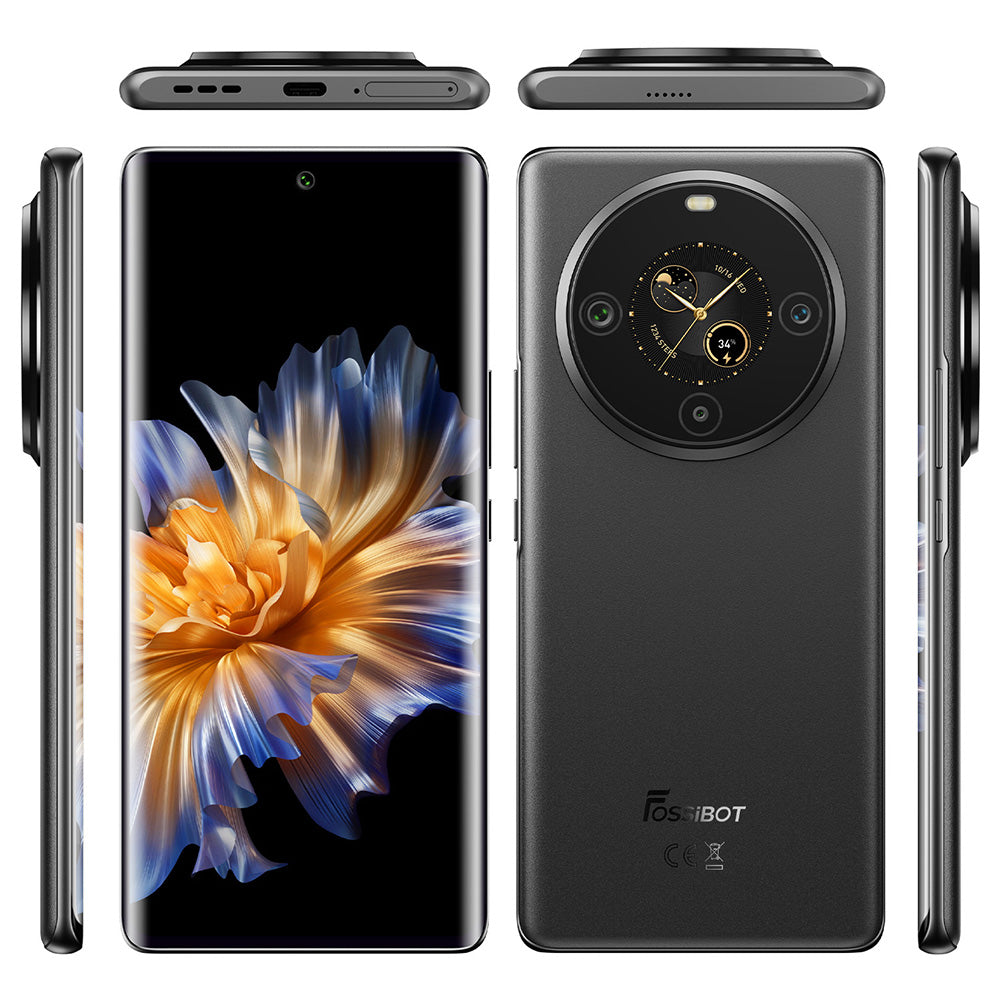FOSSiBOT S3 Pro 4G Smartphone, 6.67&quot; AMOLED Curved Display, 1.09&quot; Rear Screen, 6GB RAM 128GB ROM, 64MP AI Camera, 5000mAh Battery, Helio G85, NFC, Dual SIM, Android 14, Face Unlock, Black