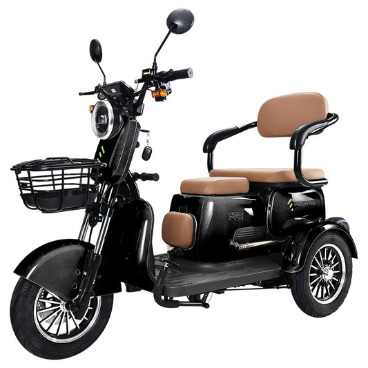 Freejoyer FV6 Electric Tricycle, 1000W Motor, 60V 20Ah Battery, 10*3 inch Tire, 25km/h Max Speed, 55km Range, Front Disc Brake &amp; Rear Drum Brake, Hydraulic Front Fork - Black
